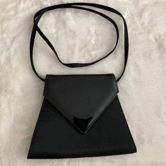 Bocci Italian Envelope Black Patent Leather and SIlk Evening Bag (Pre Owned) - Picture 1 of 3